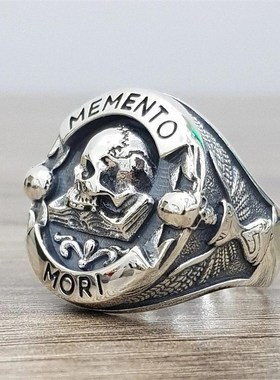 2022欧美热销Memento Mozri骷颅戒指合金个性男女通用骷颅头戒指