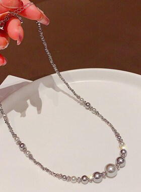 碎银天然淡水珍珠项链女新款清冷高级感配饰百搭轻奢时尚复古首饰