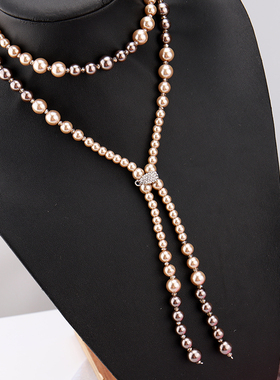 毛衣链女长款韩版时尚珍珠项链流苏吊坠挂件气质卡扣装饰挂件配饰