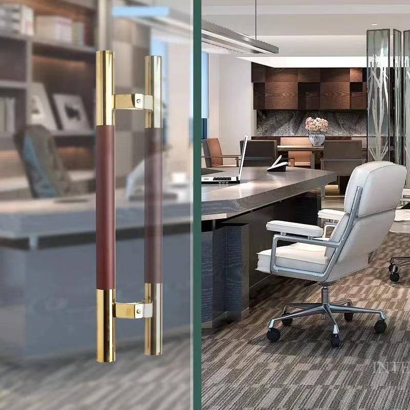 有框玻璃门拉手不锈钢白钢门侧装木纹把手钛金推拉马蹄脚木门拉把 - 图2