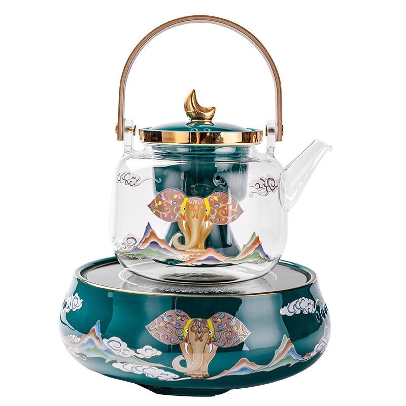 Electric ceramic stove household multifunctional tea kettle steaming high temperature resistant glass tea set tea stove set electric tea kettle tea water separation