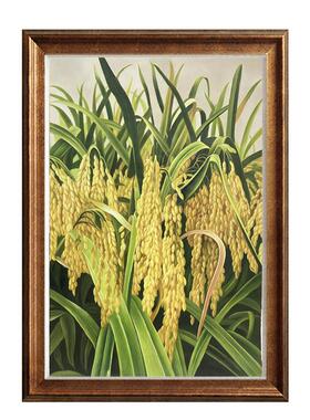 收纯手绘油画丰麦穗竖景版挂画阳光风厅玄关静物写实装客饰画NZL2