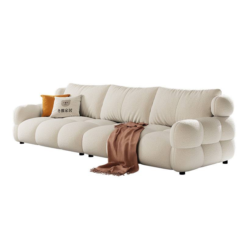 冬熊 奶油风泡芙猫抓布沙发法式客厅直排现代简约棉花糖布艺沙发 - 图2