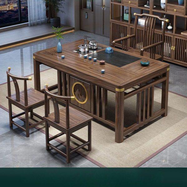 新中式茶桌椅组合实木茶桌茶台家用公阳台一体功夫泡茶几一整套,淘宝优惠券,粉丝福利购,淘宝优惠卷