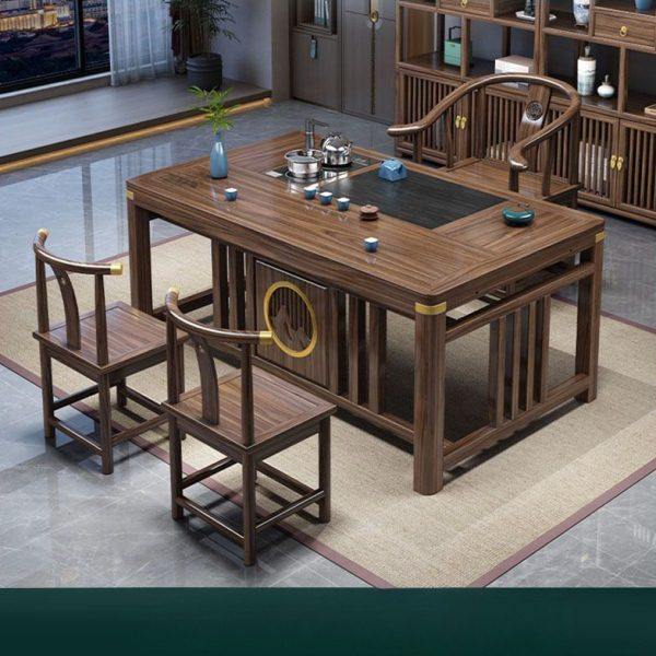 新中式茶桌椅组合实木茶桌茶台家用公阳台一体功夫泡茶几一整套,淘宝优惠券,粉丝福利购,淘宝优惠卷