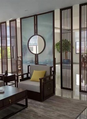 实木花格屏风隔断客厅玄关镂空新中式吊顶仿古门窗木雕木格栅木作