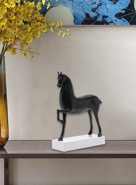 新中式现代创意黑色马艺术品摆件样板房间客厅电视柜玄关软装饰品