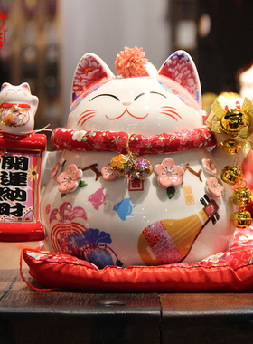 招财猫店铺收银前台摆件创意存钱罐开H业礼物家居家用客厅玄关饰