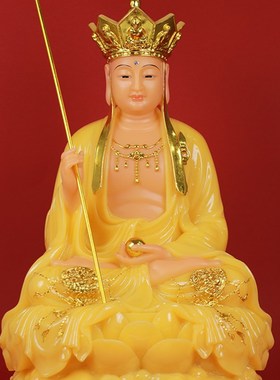 汉白玉观音菩萨佛像摆件坐莲家用黄玉南海观世音娑婆西方三圣供奉