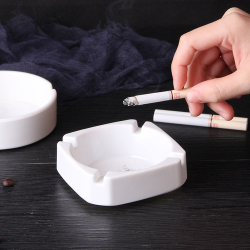 A8白色家用塑料烟灰缸耐摔客厅网吧饭店专用酒店ktv商用定制logo - 图3