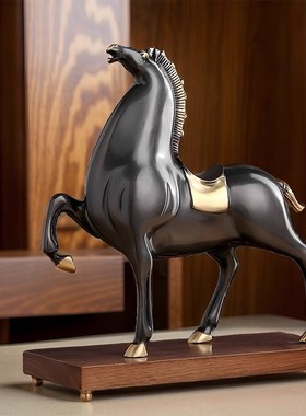 威弗列德马到成功客厅办公室桌面轻奢装I饰工艺品动物唐马铜马摆