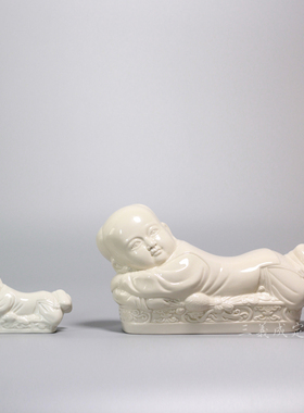 定窑定瓷摆件仿古孩儿枕家居装饰D工艺品客厅卧室凉枕大中小三款