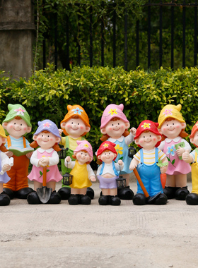 户外花园林e庭院卡通读书娃娃雕塑幼儿园学校草坪提灯小孩景观摆