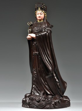黑檀木雕妈祖神像雕刻摆件天后圣母海神J妈祖像家居店铺保平安供