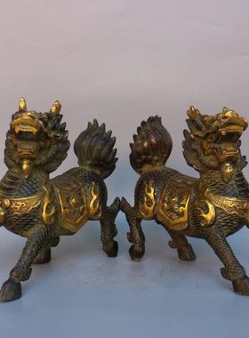 铜麒麟摆件 客厅商务办公装饰摆设家居饰品开业礼品摆件