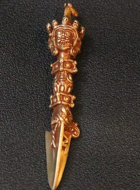 尼泊尔手工纯铜马头明三面普巴金刚橛普巴杵藏密摆件藏饰摆件法器