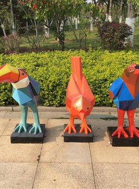 户外块面鸟摆件玻璃钢园s林景观雕塑庭院售楼处幼儿园美陈装饰小