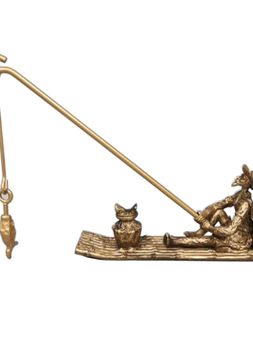 禅意现代a新中式金属钓鱼者人物抽象雕塑摆件样板间渔夫船渡装饰