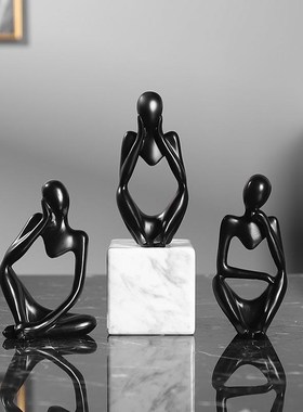 思考者小摆件客厅房间酒柜电视柜桌面人物装饰品大号W现代朋友送