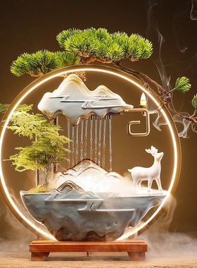 中式循环流水招h财生财创意客厅办公室桌面小摆件茶几开业送礼礼