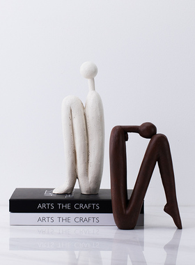 现代简约北欧几何极简抽象v人像摆件样板房售楼处书房客厅软装饰