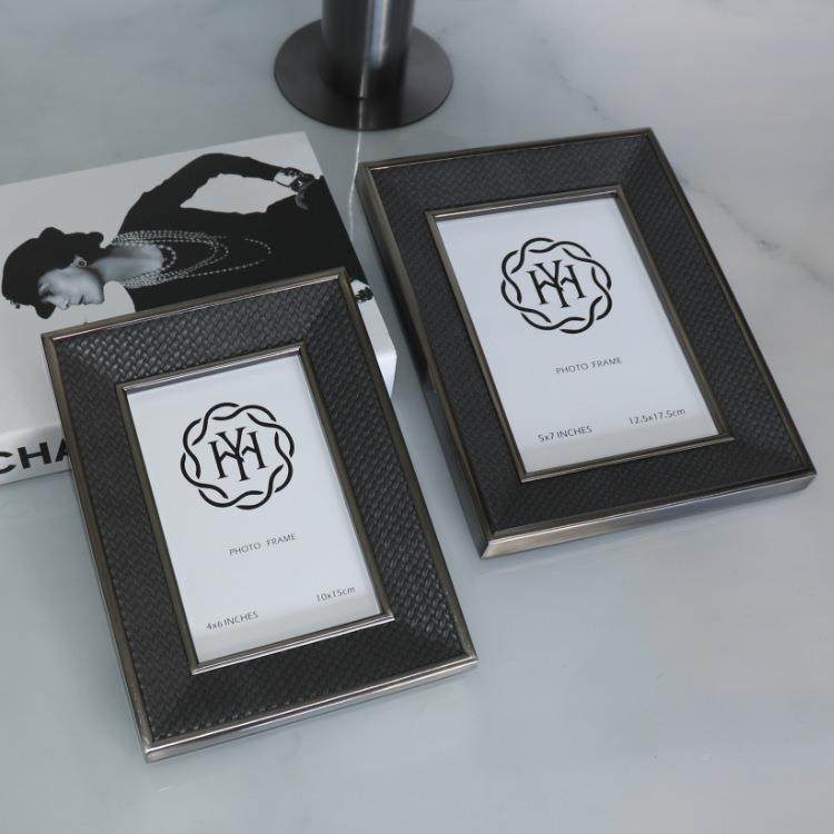 新样欧式立体轻奢编HY织皮质相框台板间书房客厅装摆饰品相框款摆,淘宝优惠券,粉丝福利购,淘宝优惠卷