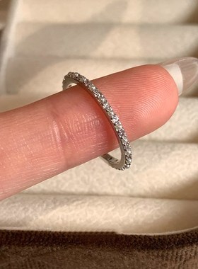 超闪珍珠排钻细圈戒指女轻奢高级感个性独L特精致时尚百搭指环戒