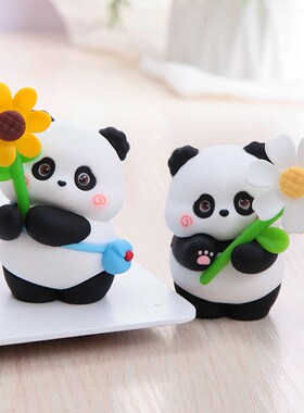 大熊猫小摆件儿童解压治愈系礼物工位情绪稳O定神器办公室桌面装
