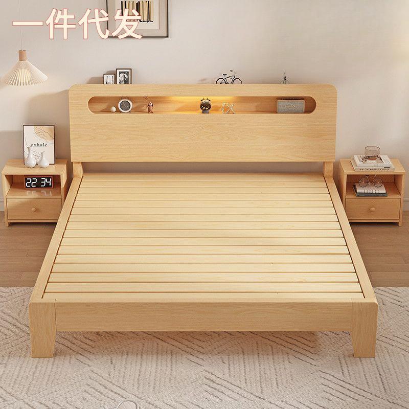 实床1.5米双人床家用1.8现米代简约出GKH租房经济型.2m单木1人床 - 图1