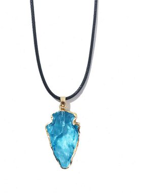 合成水晶箭头形吊坠天然原石镀七彩色水晶吊坠项链跨境欧美饰品