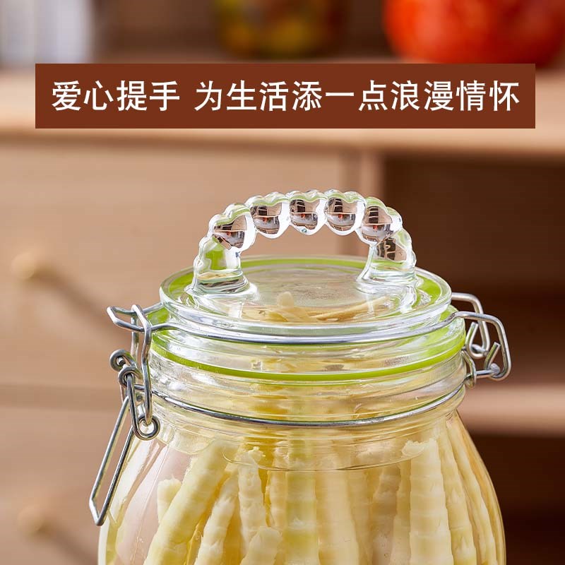 加厚带把手卡扣玻璃密封罐咸菜罐泡酒自制泡菜坛储物罐Z带盖玻璃 - 图2