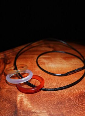 原创设计天然玛瑙戒指项链情侣吊坠黑绳闺蜜颈链指环国潮通透水润