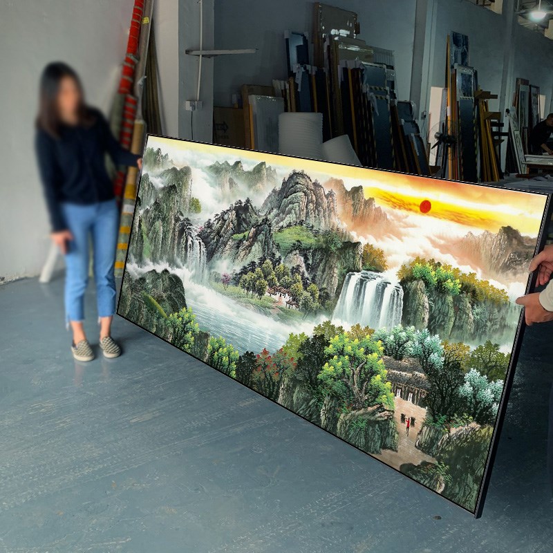 有山无水鸿运当头国画山q水画客厅沙发挂画靠山办公室背景墙装饰 - 图3