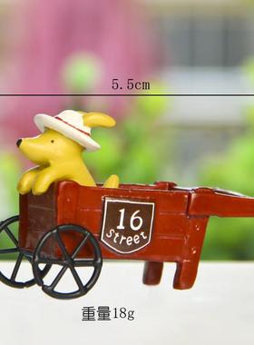 小清新韩版创意手推车小狗园艺苔藓多肉花插插件道具 拍摄道具