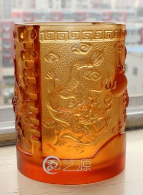 琉璃摆件创意家居装饰品送长辈领导同事朋友的礼物蒸蒸日上龙笔筒