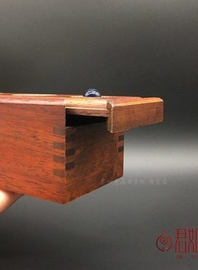 仿老镶嵌合金银元壳抽拉首饰盒 小木盒小盒子仿古木雕储物收纳盒