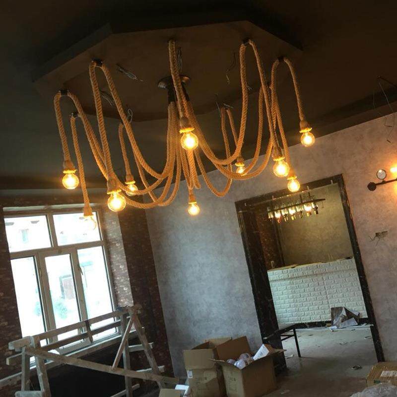 麻绳天女散花创意吊灯复古工业风办公室服装店餐厅蜘蛛多头麻绳灯,淘宝优惠券,粉丝福利购,淘宝优惠卷