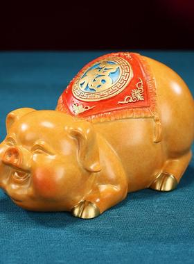 黄铜金猪储蓄罐家居办公室桌面铜猪工艺品摆件创意生肖储蓄罐礼品