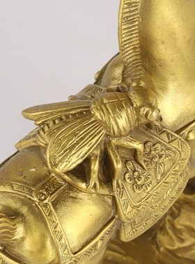 厂家黄铜马上赢摆件马q上发财家居装饰工艺品马上封侯财神元宝