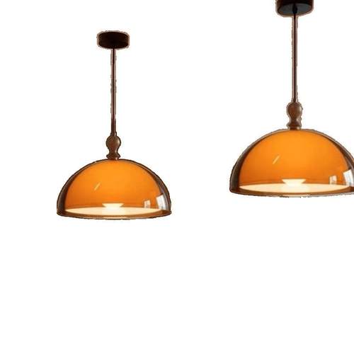 亚克力中古实木餐厅吊灯伸缩法式复古设计师台灯日式饭厅餐桌吧台 - 图3