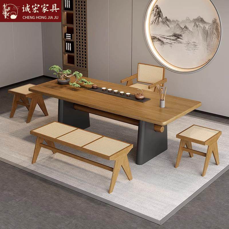 诚宏茶桌全套简约实木大板茶台家用小户型喝茶桌办公室禅意泡茶桌,淘宝优惠券,粉丝福利购,淘宝优惠卷