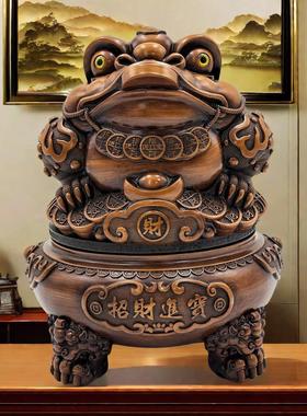 树脂中式家居摆件仿木招财金蟾八方来财摆件店铺乔迁新居开业礼品