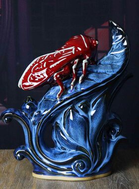 神后钧瓷一鸣惊人中式家居装饰办公室创意工艺品手工陶瓷器摆件蝉