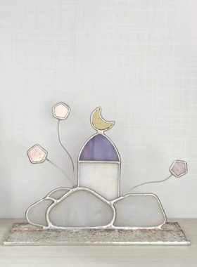 原创手工云朵房子月亮星星玻璃可爱家居摆件生日礼物送朋友闺蜜