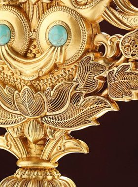 慧宝铜制五妙欲组合雕花镶嵌宝石工艺品居家办公用品精美桌面摆件