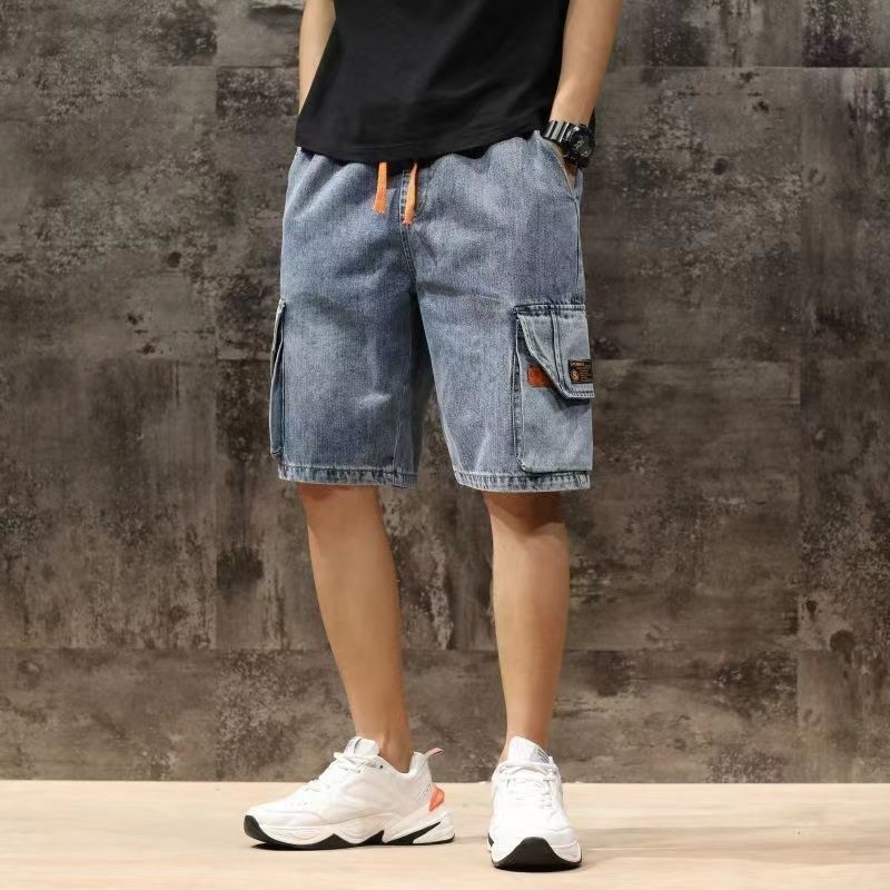 夏季男士宽松直筒牛仔短裤多口袋烟灰色中裤五分裤耐脏磨工装短裤,淘宝优惠券,粉丝福利购,淘宝优惠卷