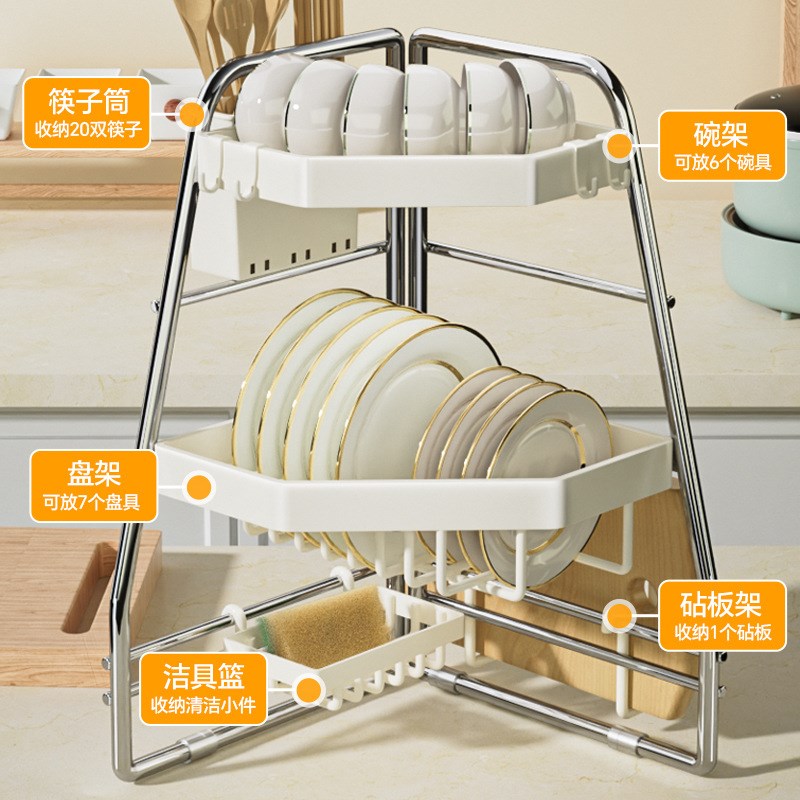 厨房水槽置物架多功能碗盘沥水架洗碗池台面水池上方放碗碟收纳架 - 图1