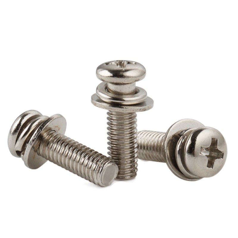 镀镍十字圆头三组合螺丝盘头带平弹垫三组合螺钉螺栓机钉M3M4M5M6,淘宝优惠券,粉丝福利购,淘宝优惠卷