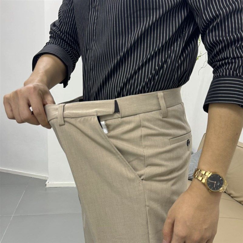新款隐形松紧腰西裤男九分裤修身小脚直筒休闲长裤商务正装弹力裤,淘宝优惠券,粉丝福利购,淘宝优惠卷