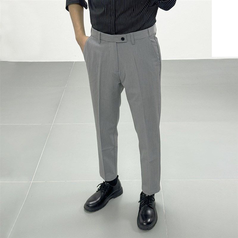 新款隐形松紧腰西裤男九分裤修身小脚直筒休闲长裤商务正装弹力裤,淘宝优惠券,粉丝福利购,淘宝优惠卷
